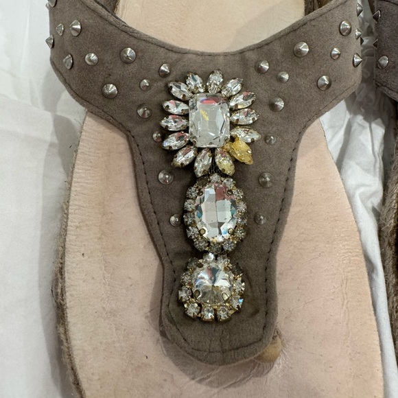 RESTRICTED rhinestone bling cork espadrille sandal women’s shoe size 9 - Picture 17 of 17